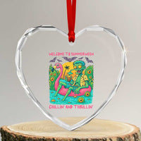 Summerween Zombie Pool Party Heart Crystal Glass Ornament Chillin and Thrillin Flamingo Float Summer Halloween