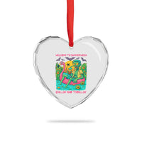Summerween Zombie Pool Party Heart Crystal Glass Ornament Chillin and Thrillin Flamingo Float Summer Halloween