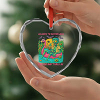 Summerween Zombie Pool Party Heart Crystal Glass Ornament Chillin and Thrillin Flamingo Float Summer Halloween