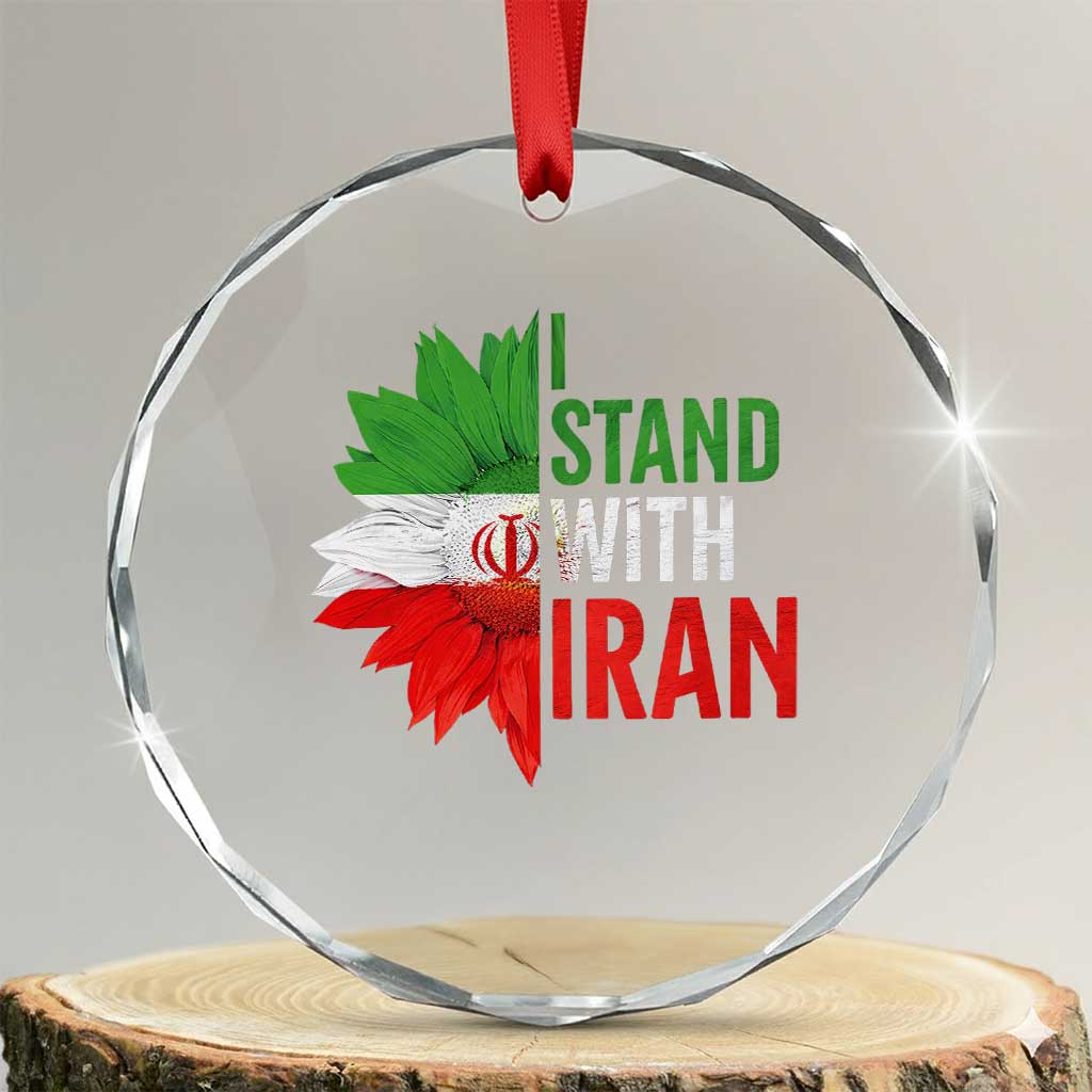 Sunflower Iran Flag Crystal Glass Ornament Persian Freedom I Stand With Iran