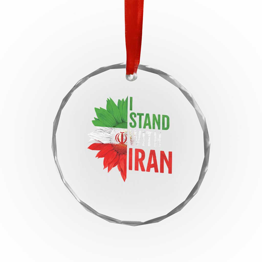 Sunflower Iran Flag Crystal Glass Ornament Persian Freedom I Stand With Iran