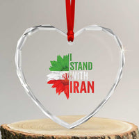 Sunflower Iran Flag Heart Crystal Glass Ornament Persian Freedom I Stand With Iran
