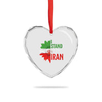 Sunflower Iran Flag Heart Crystal Glass Ornament Persian Freedom I Stand With Iran