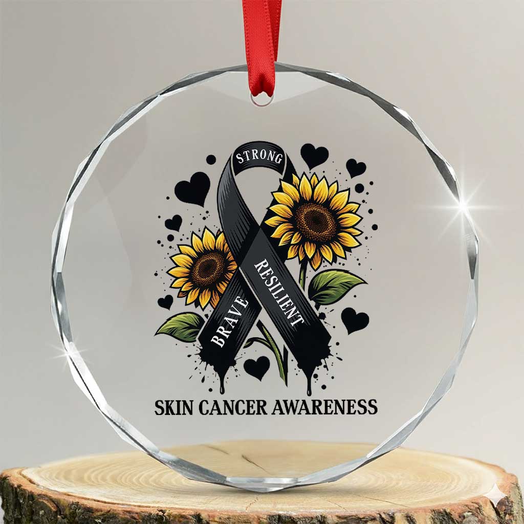 Sunflower Skin Cancer Awareness Crystal Glass Ornament Brave Strong Resilient
