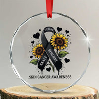 Sunflower Skin Cancer Awareness Crystal Glass Ornament Brave Strong Resilient