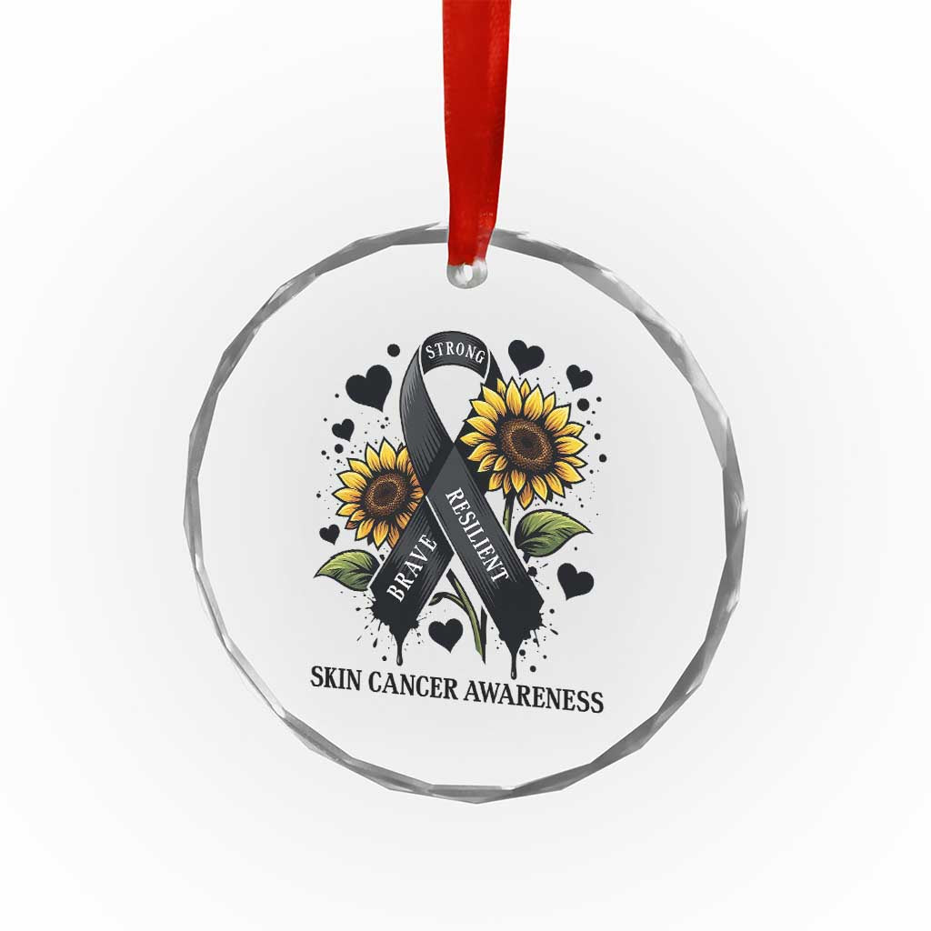 Sunflower Skin Cancer Awareness Crystal Glass Ornament Brave Strong Resilient