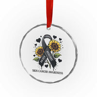 Sunflower Skin Cancer Awareness Crystal Glass Ornament Brave Strong Resilient