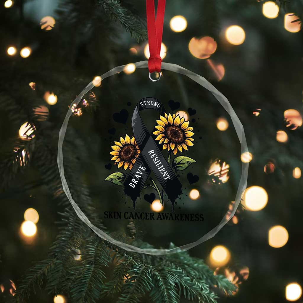 Sunflower Skin Cancer Awareness Crystal Glass Ornament Brave Strong Resilient