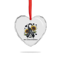Sunflower Skin Cancer Awareness Heart Crystal Glass Ornament Brave Strong Resilient
