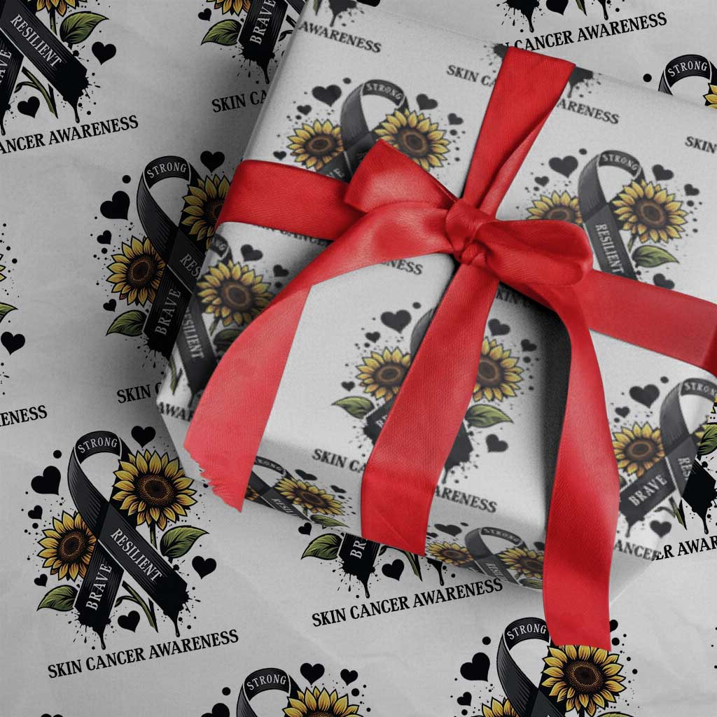 Sunflower Skin Cancer Awareness Wrapping Paper Roll Brave Strong Resilient