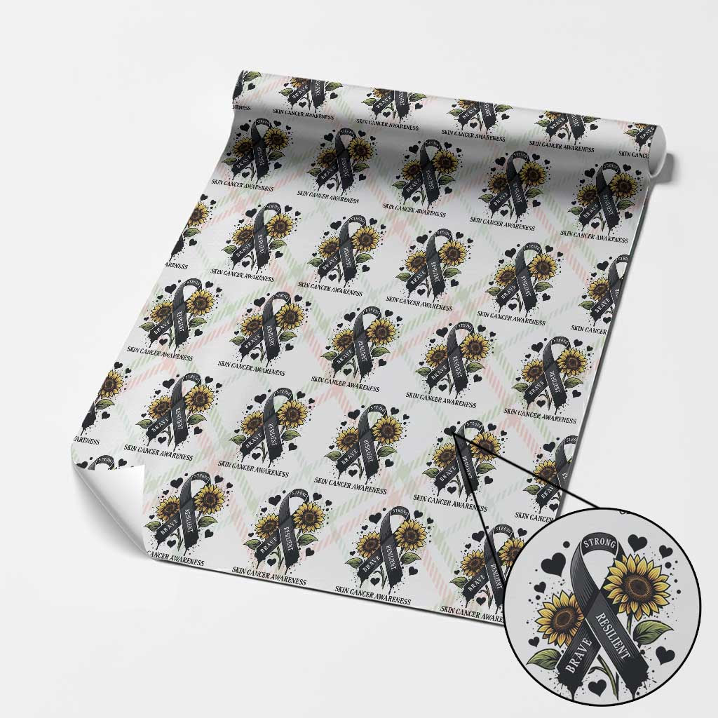 Sunflower Skin Cancer Awareness Wrapping Paper Roll Brave Strong Resilient