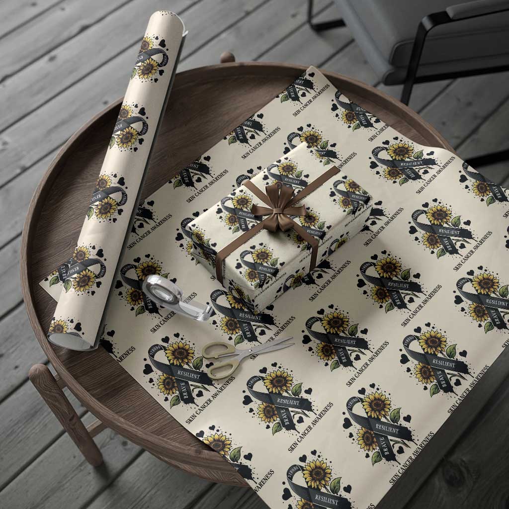 Sunflower Skin Cancer Awareness Wrapping Paper Roll Brave Strong Resilient