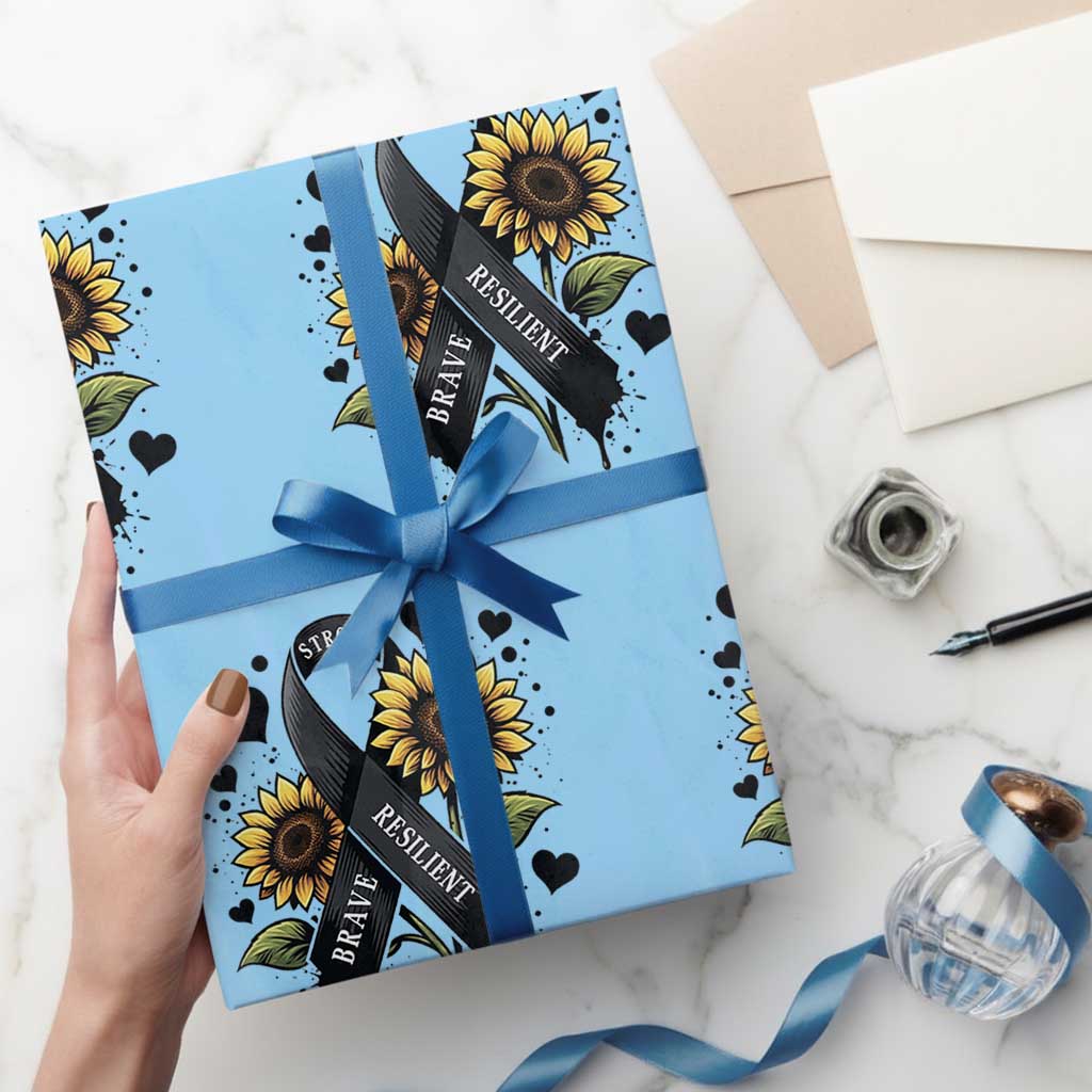 Sunflower Skin Cancer Awareness Wrapping Paper Roll Brave Strong Resilient
