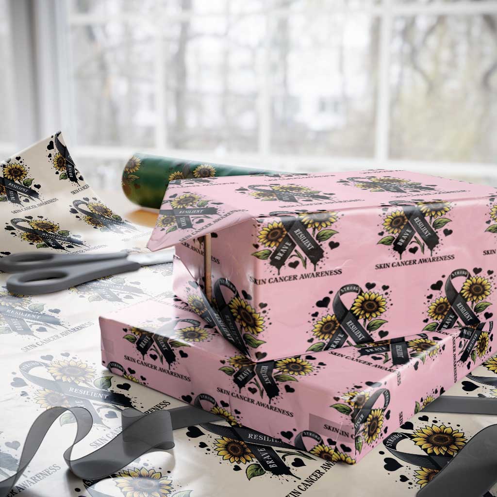 Sunflower Skin Cancer Awareness Wrapping Paper Roll Brave Strong Resilient