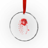 Sunflower Stroke Awareness Red Ribbon Crystal Glass Ornament