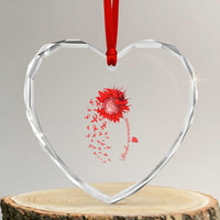 Sunflower Stroke Awareness Red Ribbon Heart Crystal Glass Ornament