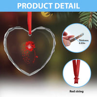Sunflower Stroke Awareness Red Ribbon Heart Crystal Glass Ornament