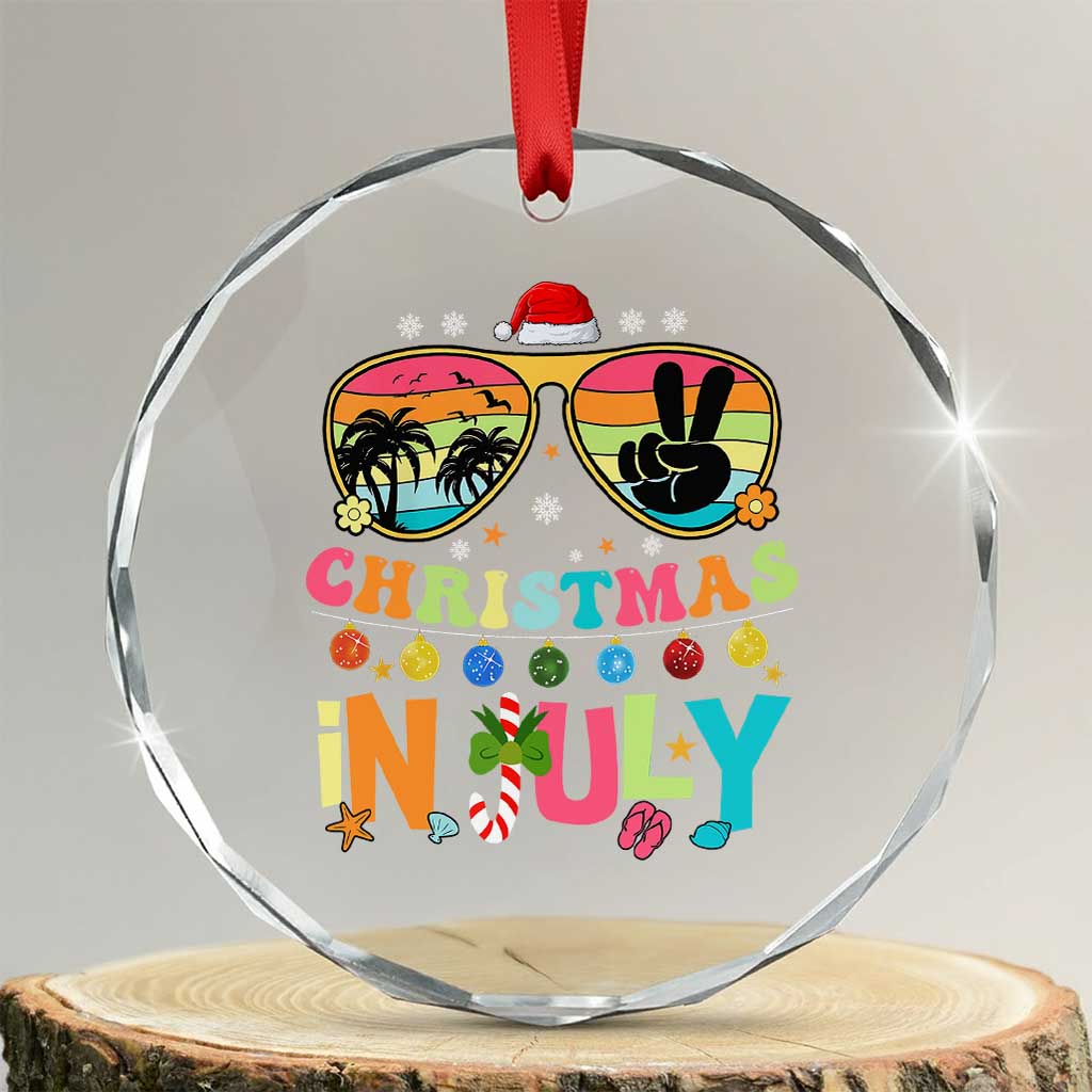 Sunglasses Beach Christmas in July Crystal Glass Ornament Santa Summer Xmas - Wonder Print Shop