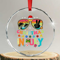 Sunglasses Beach Christmas in July Crystal Glass Ornament Santa Summer Xmas - Wonder Print Shop