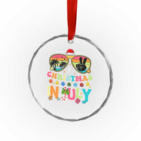 Sunglasses Beach Christmas in July Crystal Glass Ornament Santa Summer Xmas - Wonder Print Shop