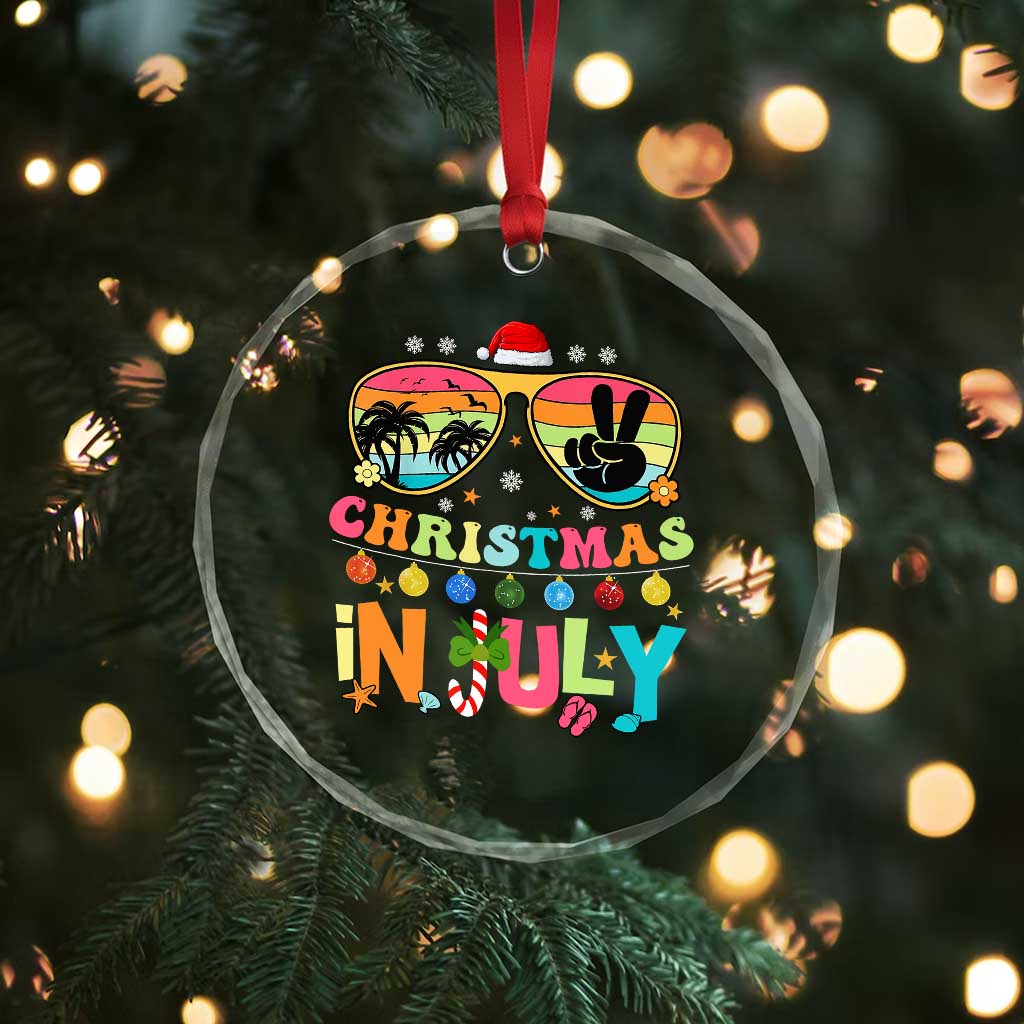 Sunglasses Beach Christmas in July Crystal Glass Ornament Santa Summer Xmas - Wonder Print Shop