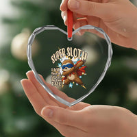 Super Sloth I Will Rescue You Heart Crystal Glass Ornament Funny Sloth Lover Gift - Wonder Print Shop