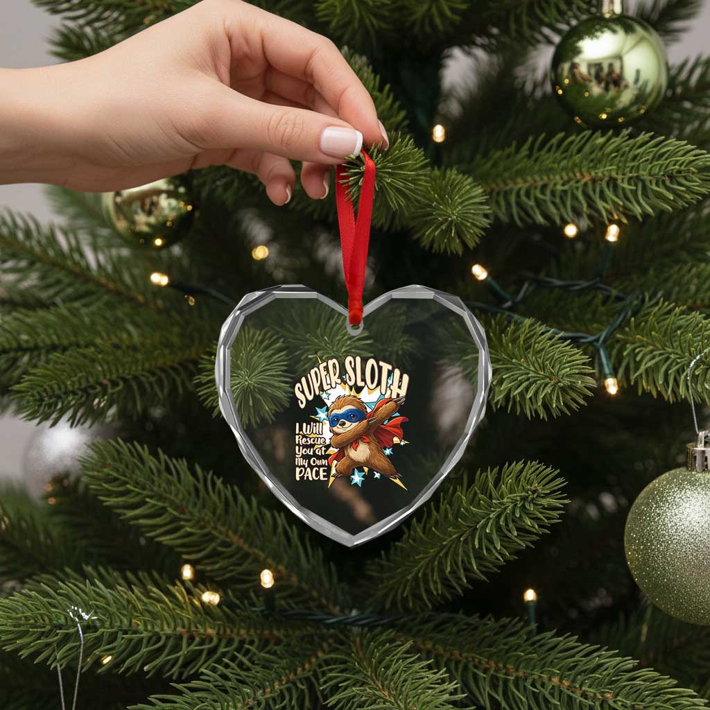 Super Sloth I Will Rescue You Heart Crystal Glass Ornament Funny Sloth Lover Gift - Wonder Print Shop