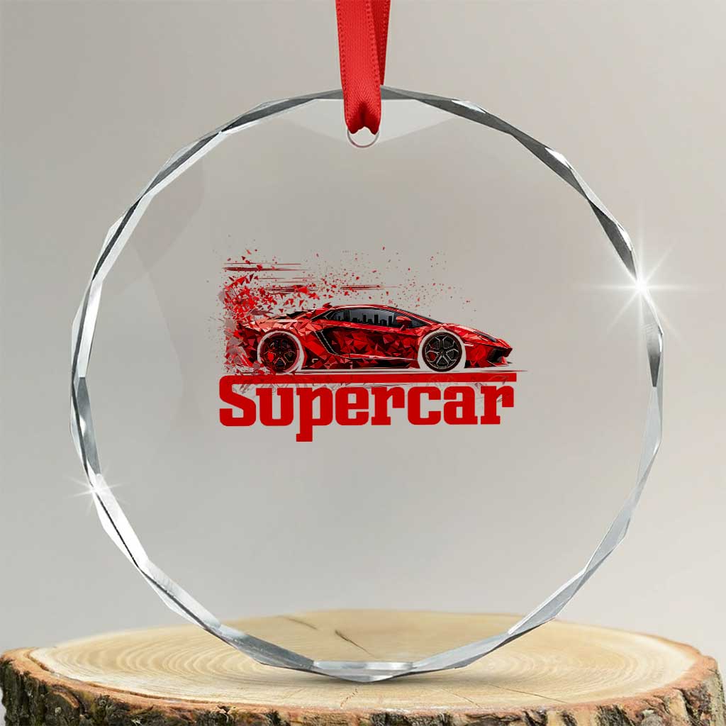 Supercar Exotic Italian Sports Car Graphic Crystal Glass Ornament