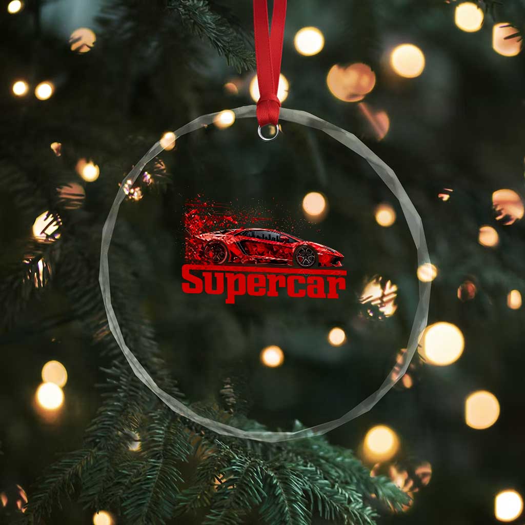 Supercar Exotic Italian Sports Car Graphic Crystal Glass Ornament