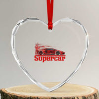 Supercar Exotic Italian Sports Car Graphic Heart Crystal Glass Ornament