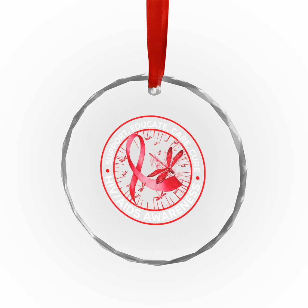 Support Educate Care Cure Crystal Glass Ornament HIV Awareness Month Gift - Wonder Print Shop
