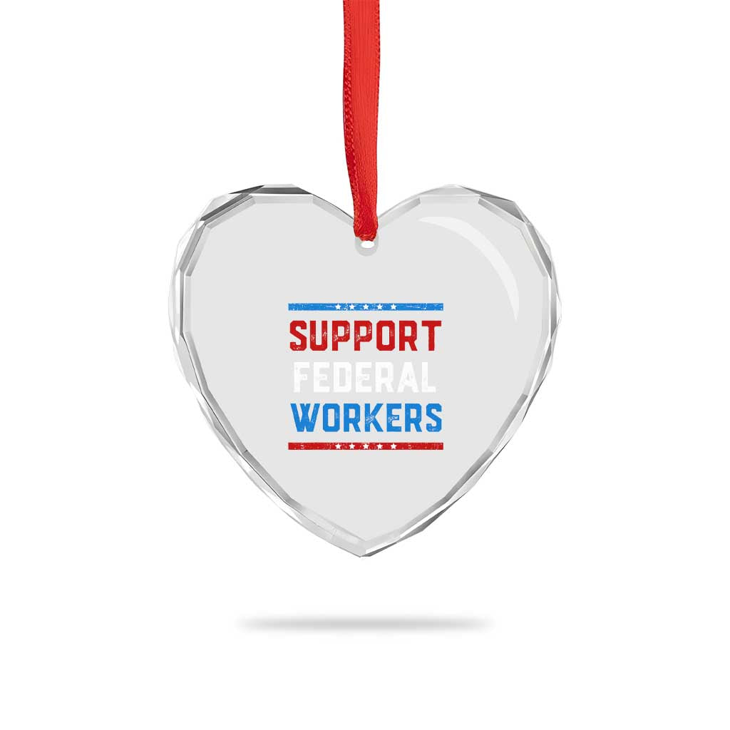 Support Federal Workers Heart Crystal Glass Ornament Patriotic Protect Defend Employee Solidarity - Wonder Print Shop