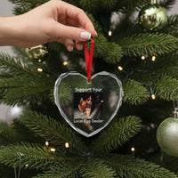 Support Local Dealer Chicken Farmer Heart Crystal Glass Ornament Funny Animal Graphic Chicken Drinking Iced Coffee