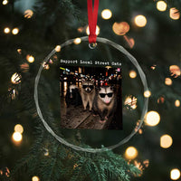 Support Local Street Cats Crystal Glass Ornament Funny Raccoon Skunk Possum Animal Meme