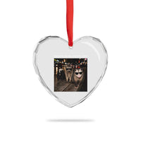 Support Local Street Cats Heart Crystal Glass Ornament Funny Raccoon Skunk Possum Animal Meme
