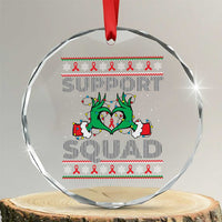 Support Squad HIV Awareness Gift Crystal Glass Ornament Green Hand Red Ribbon Ugly Sweater Christmas Gift - Wonder Print Shop