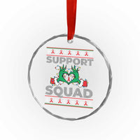 Support Squad HIV Awareness Gift Crystal Glass Ornament Green Hand Red Ribbon Ugly Sweater Christmas Gift - Wonder Print Shop
