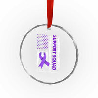 Support Squad Overdose Awareness Crystal Glass Ornament Purple Ribbon American Flag Graphic