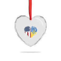 Support Ukraine Heart Crystal Glass Ornament Stand With Ukraine American Ukrainian Flag