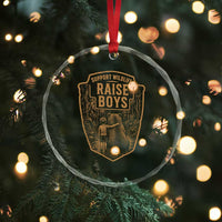 Support Wildlife Raise Boys Crystal Glass Ornament Funny Mama Bear Outdoor Family Nature Lover Gift