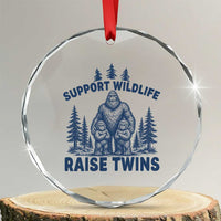Support Wildlife Raise Twins Crystal Glass Ornament Twin Dad Mom Parent Bigfoot Family