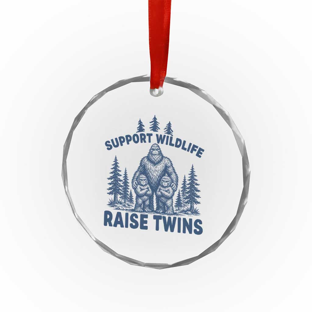 Support Wildlife Raise Twins Crystal Glass Ornament Twin Dad Mom Parent Bigfoot Family