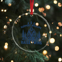 Support Wildlife Raise Twins Crystal Glass Ornament Twin Dad Mom Parent Bigfoot Family
