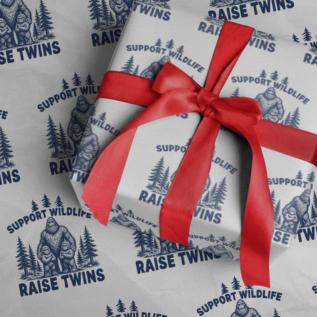 Support Wildlife Raise Twins Wrapping Paper Roll Twin Dad Mom Parent Bigfoot Family