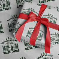 Support Wildlife Raise Twins Wrapping Paper Roll Twin Parent Mom Dad Bear Family