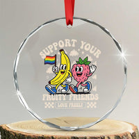 Support Your Fruity Friends Crystal Glass Ornament Retro Cute Banana and Berry LGBT Pride Support TS02