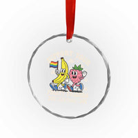 Support Your Fruity Friends Crystal Glass Ornament Retro Cute Banana and Berry LGBT Pride Support TS02