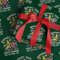 Support Your Fruity Friends Wrapping Paper Roll Retro Cute Banana and Berry LGBT Pride Support - Wonder Print Shop