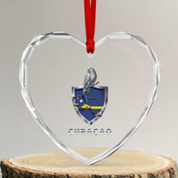 Supporting Curacao Soccer 2026 Heart Crystal Glass Ornament Caribbean Team Pride Gift