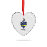 Supporting Curacao Soccer 2026 Heart Crystal Glass Ornament Caribbean Team Pride Gift